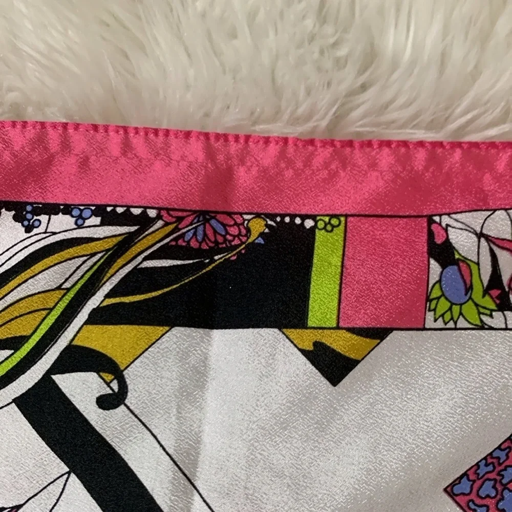 Vintage Paoli silk scarf with floral and abstract print